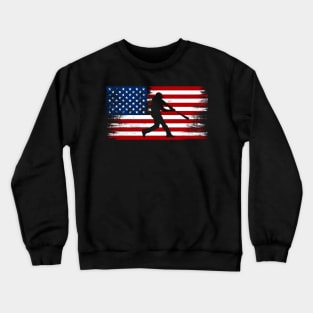 American Flag Baseball Cool Baseball 4th Of July Crewneck Sweatshirt